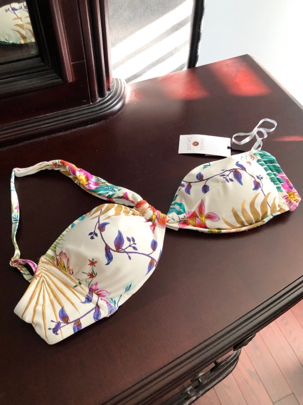 Shade and Shore one shoulder floral bikini top s/small